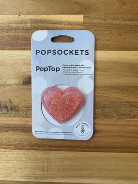 NWT - PopSockets PopTop Squishy Tidepool Heart Pink glitter